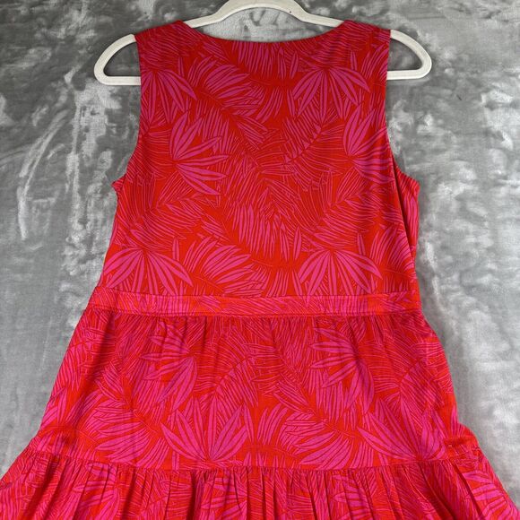 Tommy Hilfiger‎ Tropical Maxi Dress Size 8 Red Magenta Sleeveless Tiered (0721) - Picture 9 of 13